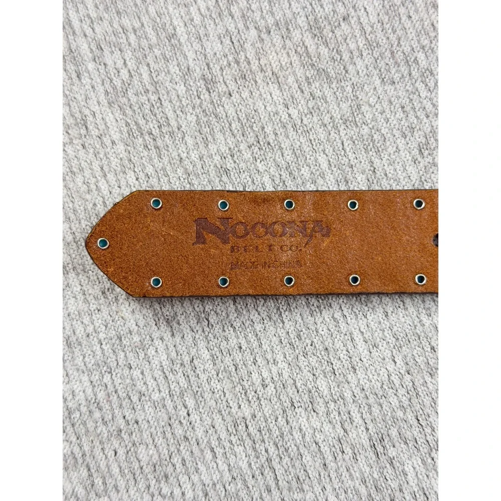 Nocona Belt Co Brown Leather Turquoise Studded Western Belt Size 28‎ N4435244
